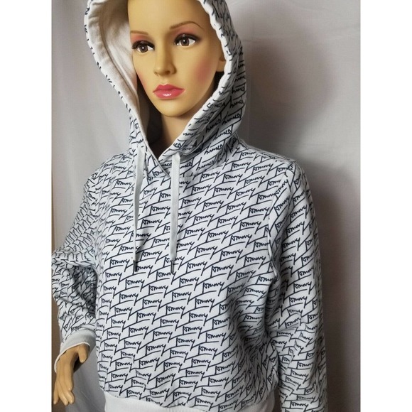 Tommy Jeans Hilfiger Spellout All Over Print Hoodie Sweatshirt Womens Streetwear - Picture 5 of 6